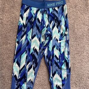 Nike Kids Cropped Chevron Blue Leggings